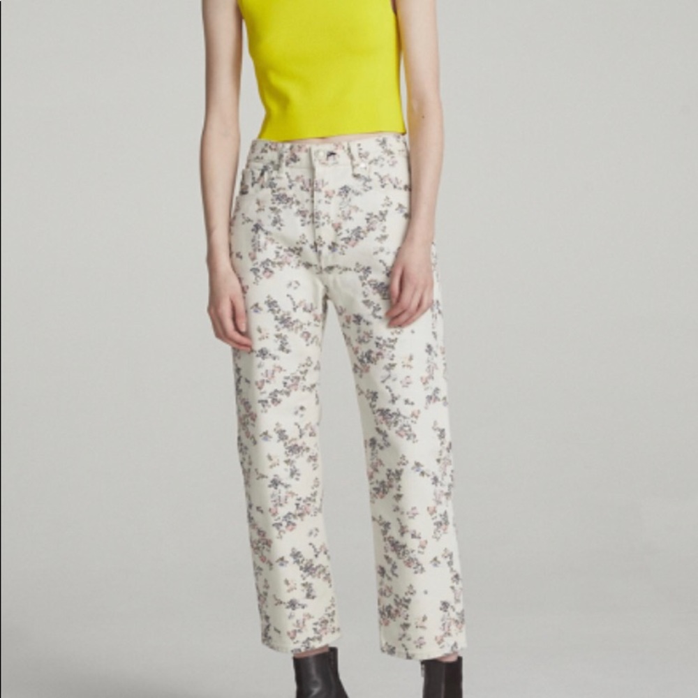 Rag & Bone Women Printed Floral Boy Crop Jeans 25